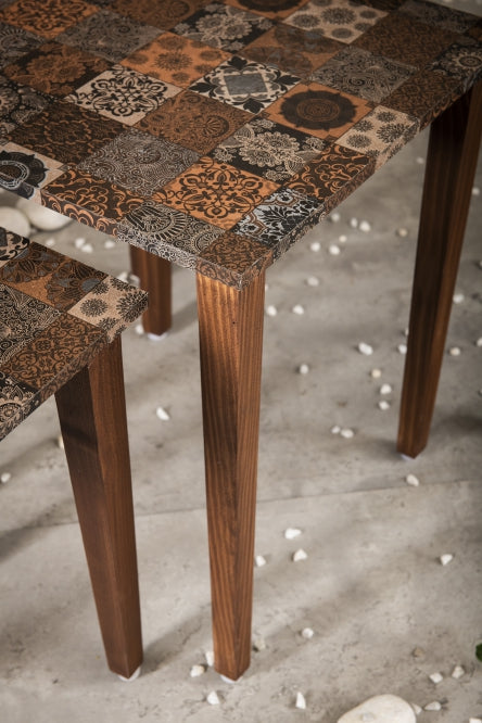 A Tiny Mistake Iznik Wooden Rectangle Nesting Tables (Set of 3), Living Room Decor