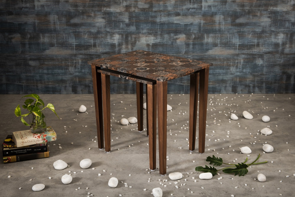 A Tiny Mistake Iznik Wooden Rectangle Nesting Tables (Set of 2), Living Room Decor