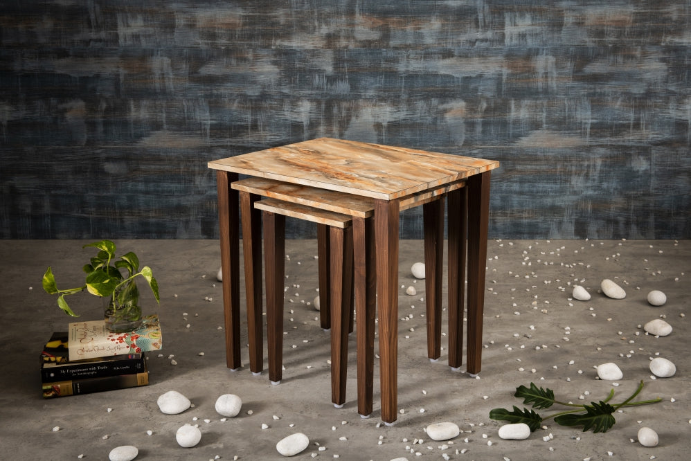 A Tiny Mistake Mountain Wooden Rectangle Nesting Tables (Set of 3), Living Room Decor
