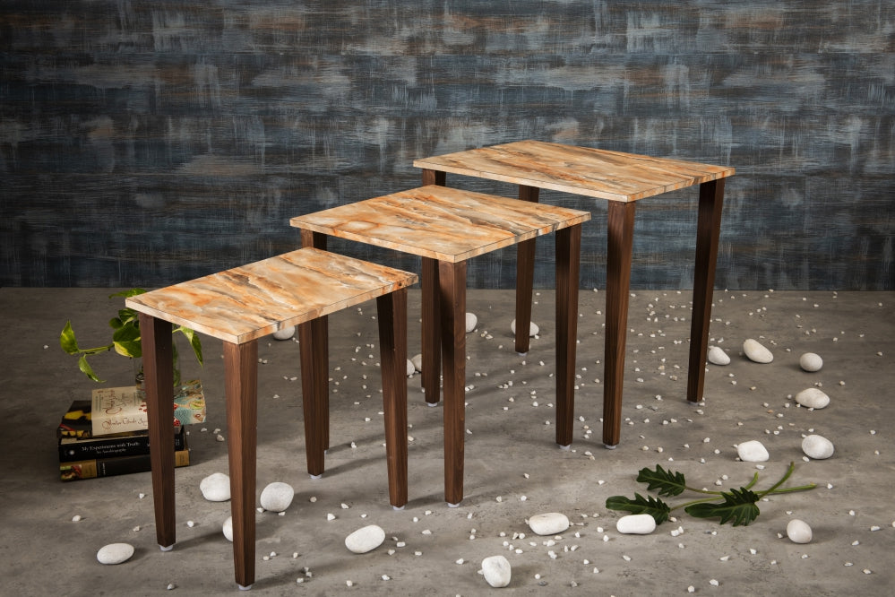 A Tiny Mistake Mountain Wooden Rectangle Nesting Tables (Set of 3), Living Room Decor