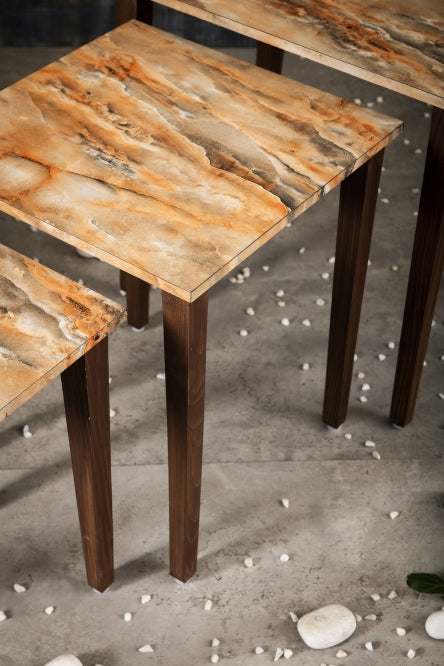 A Tiny Mistake Mountain Wooden Rectangle Nesting Tables (Set of 3), Living Room Decor
