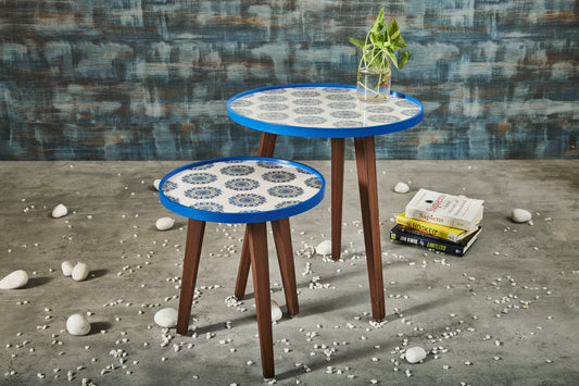 A Tiny Mistake Mandala Wooden Nesting Tables (Set of 2), Living Room Decor