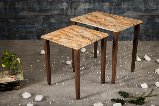 A Tiny Mistake Mountain Wooden Rectangle Nesting Tables (Set of 2), Living Room Decor