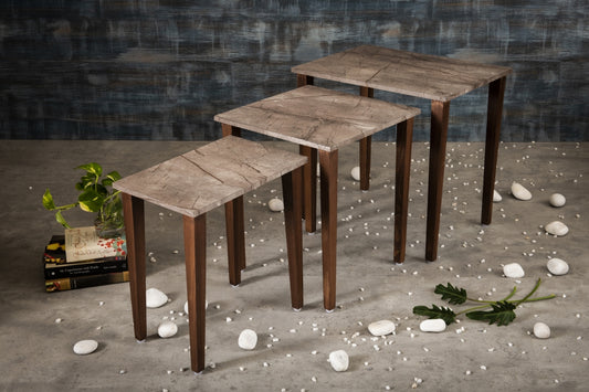 A Tiny Mistake Slate Wooden Rectangle Nesting Tables (Set of 3), Living Room Decor