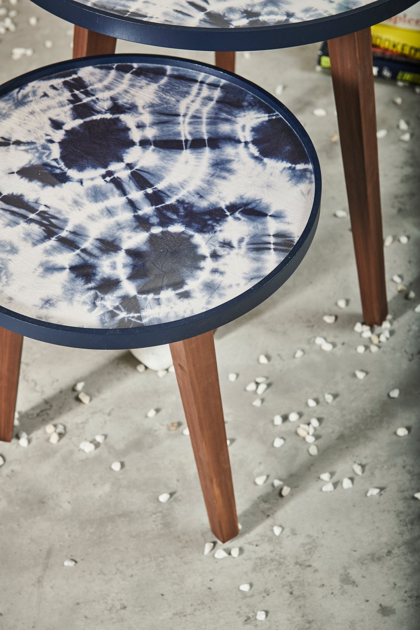 A Tiny Mistake Shibori Wooden Nesting Tables (Set of 2), Living Room Decor