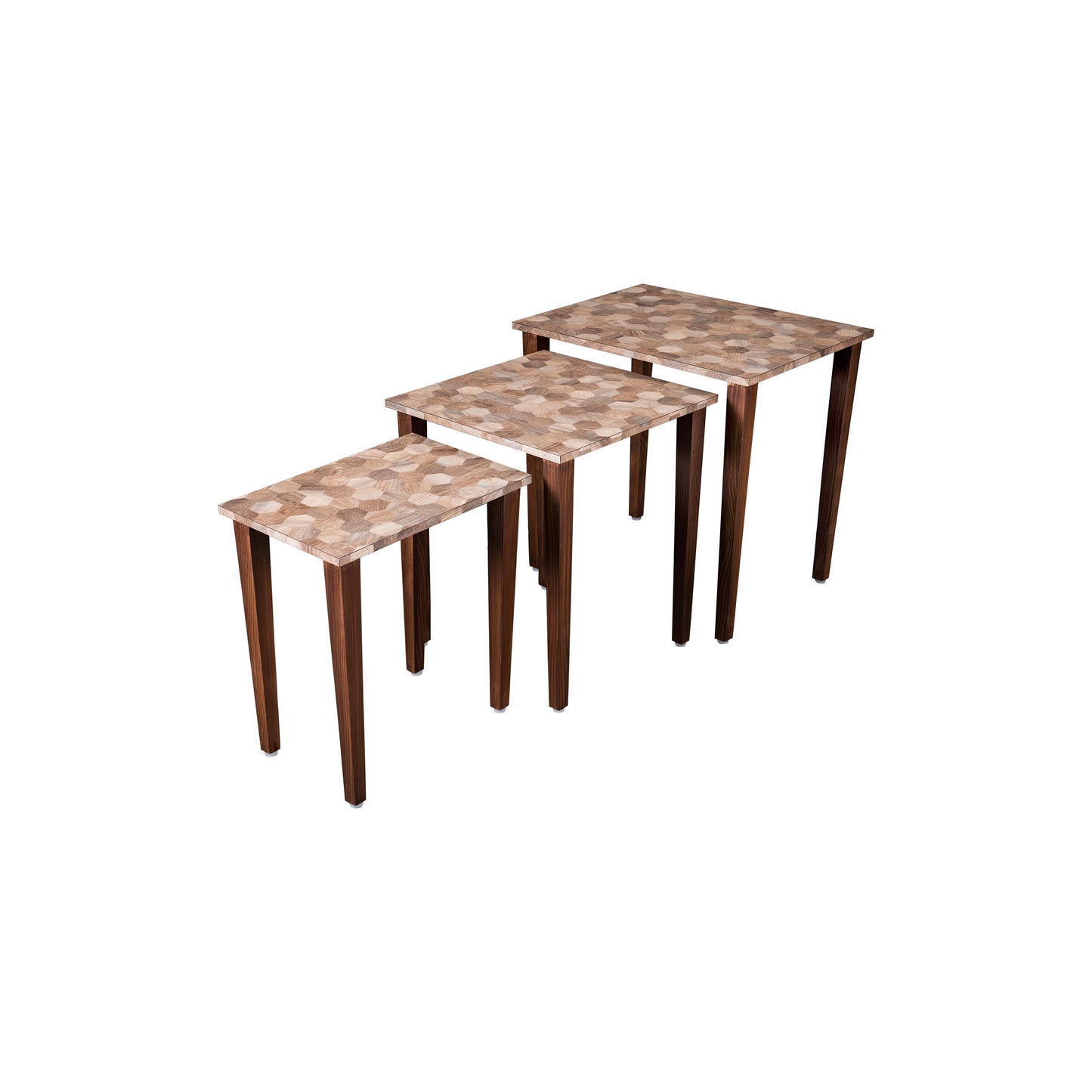 A Tiny Mistake Hexagon Patches Wooden Rectangle Nesting Tables (Set of 3), Living Room Decor