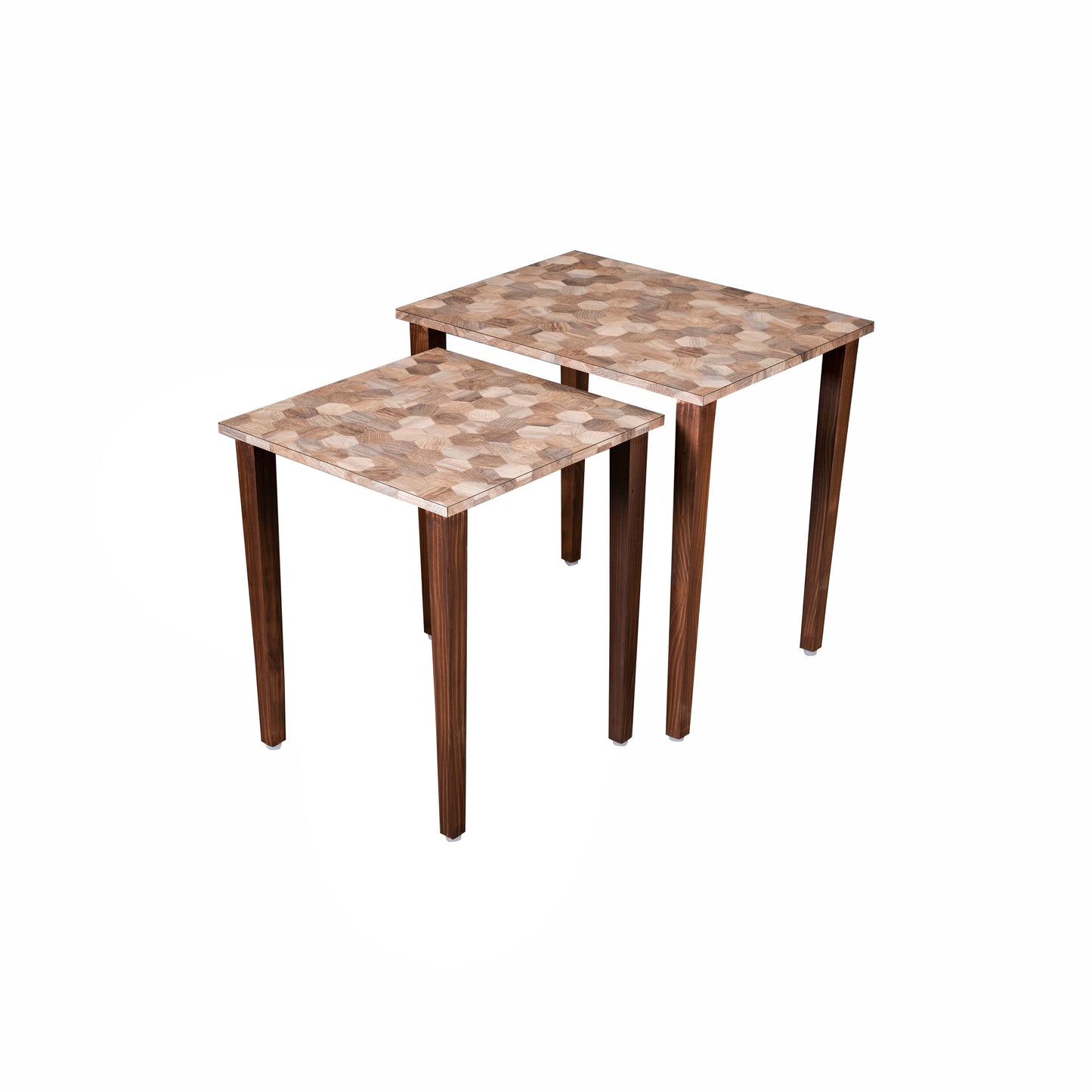 A Tiny Mistake Hexagon Patches Wooden Rectangle Nesting Tables (Set of 2), Living Room Decor
