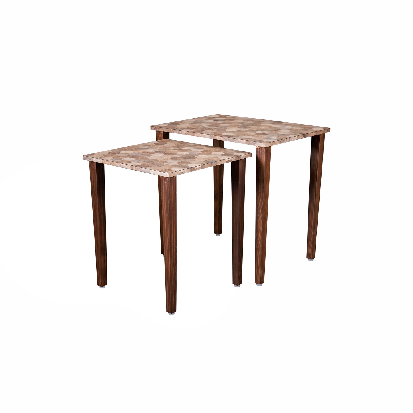 A Tiny Mistake Hexagon Patches Wooden Rectangle Nesting Tables (Set of 2), Living Room Decor