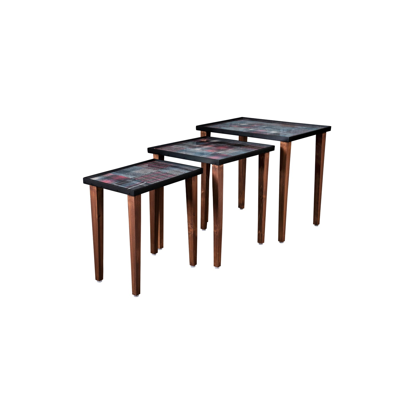 A Tiny Mistake Tartan Wooden Rectangle Nesting Tables (Set of 3), Living Room Decor