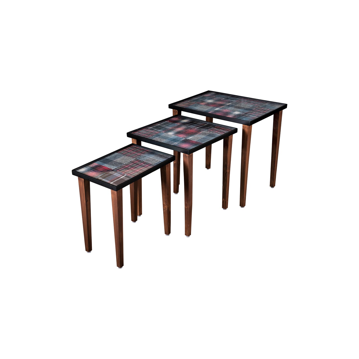 A Tiny Mistake Tartan Wooden Rectangle Nesting Tables (Set of 3), Living Room Decor