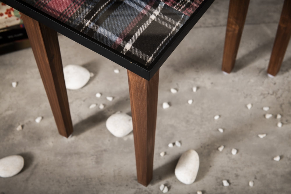 A Tiny Mistake Tartan Wooden Rectangle Nesting Tables (Set of 3), Living Room Decor