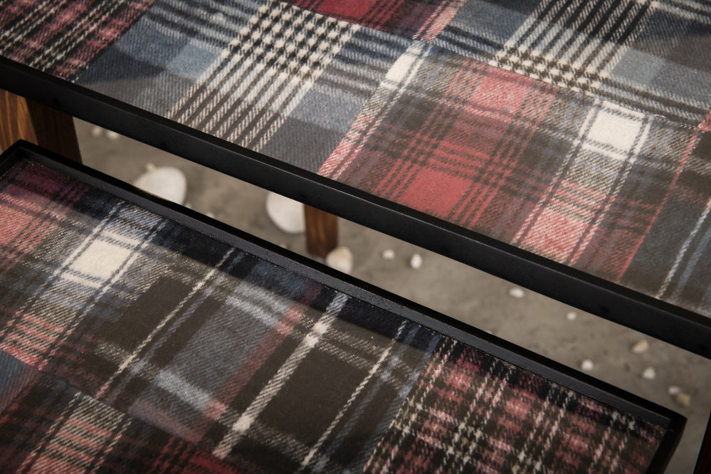 A Tiny Mistake Tartan Wooden Rectangle Nesting Tables (Set of 3), Living Room Decor