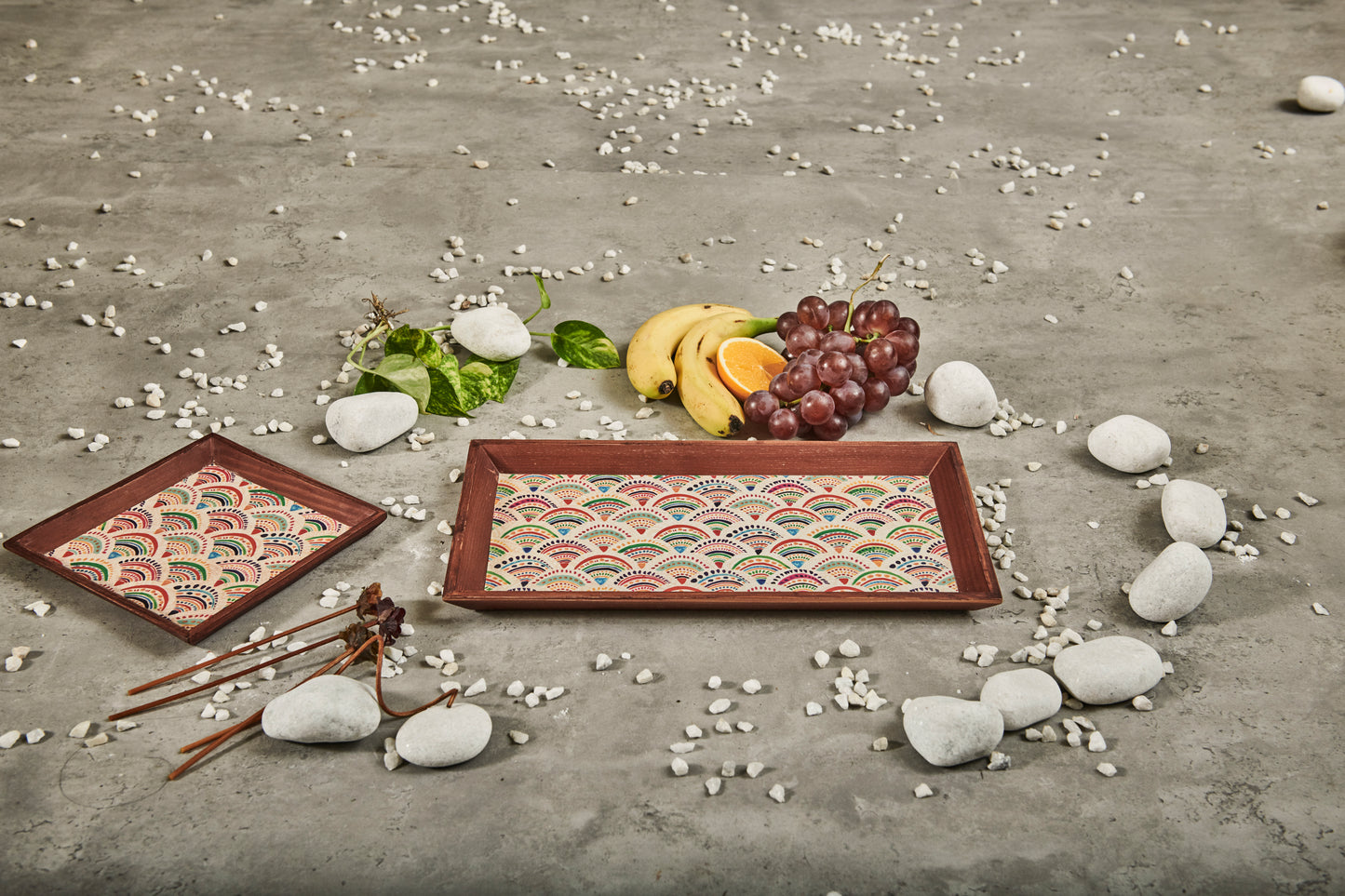 A Tiny Mistake Pankha Rectangle Wooden Serving Tray, 35 x 20 x 2 cm