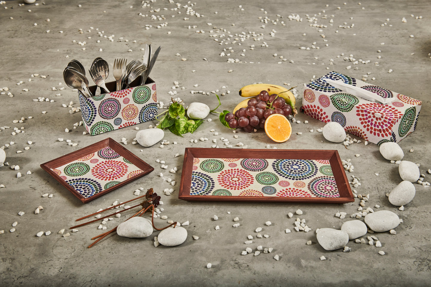 A Tiny Mistake Mandala Small Square Wooden Serving Tray, 18 x 18 x 2 cm