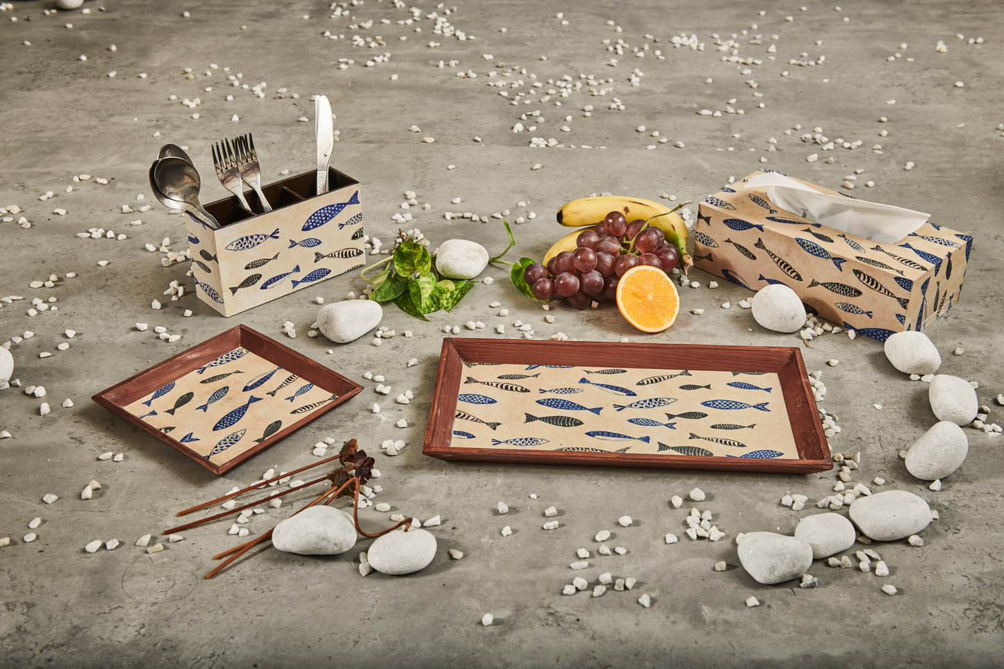 A Tiny Mistake Fish Rectangle Wooden Serving Tray, 35 x 20 x 2 cm