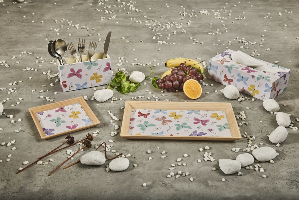 A Tiny Mistake Butterflies Rectangle Wooden Serving Tray, 35 x 20 x 2 cm