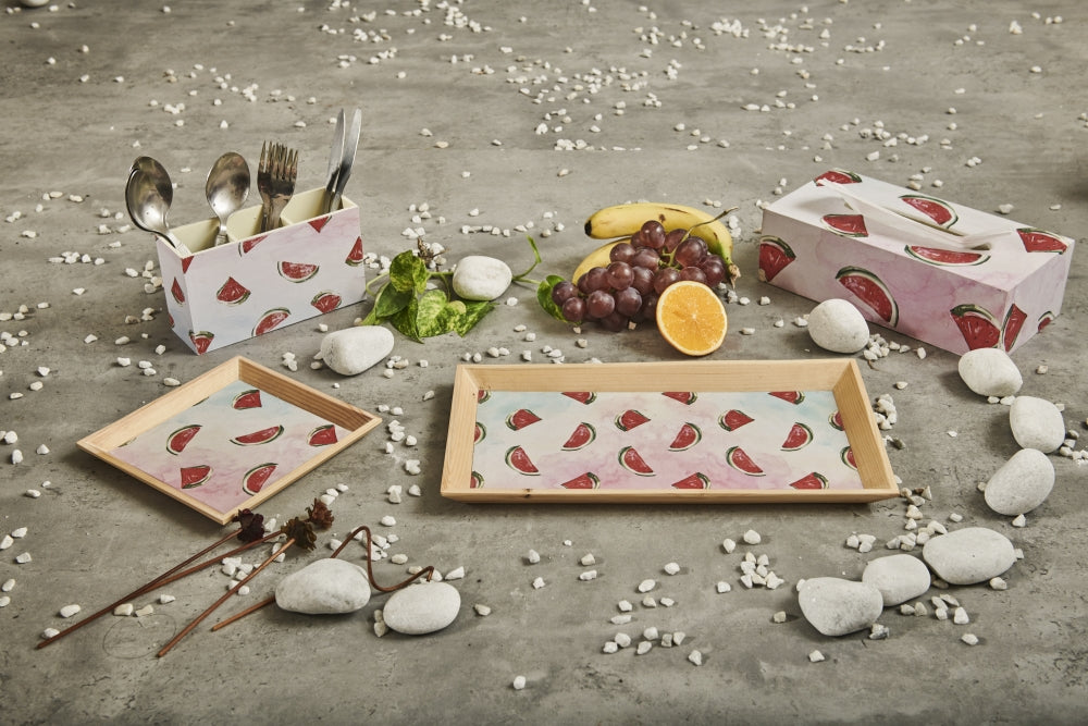 A Tiny Mistake Watermelon Rectangle Wooden Serving Tray, 35 x 20 x 2 cm