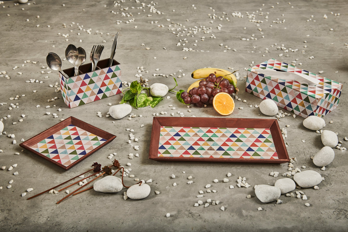 A Tiny Mistake Rubic Rectangle Wooden Serving Tray, 35 x 20 x 2 cm