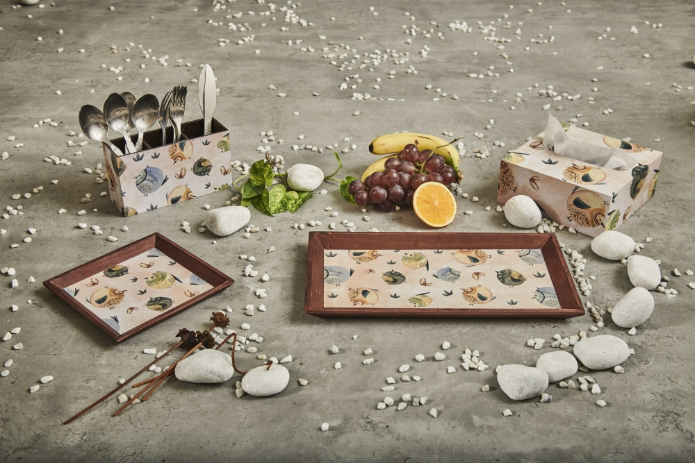 A Tiny Mistake Cute Birds Small Square Wooden Serving Tray, 18 x 18 x 2 cm