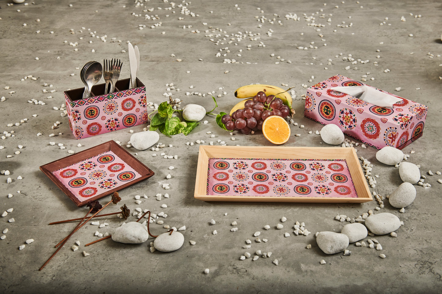A Tiny Mistake Rangoli Small Square Wooden Serving Tray, 18 x 18 x 2 cm