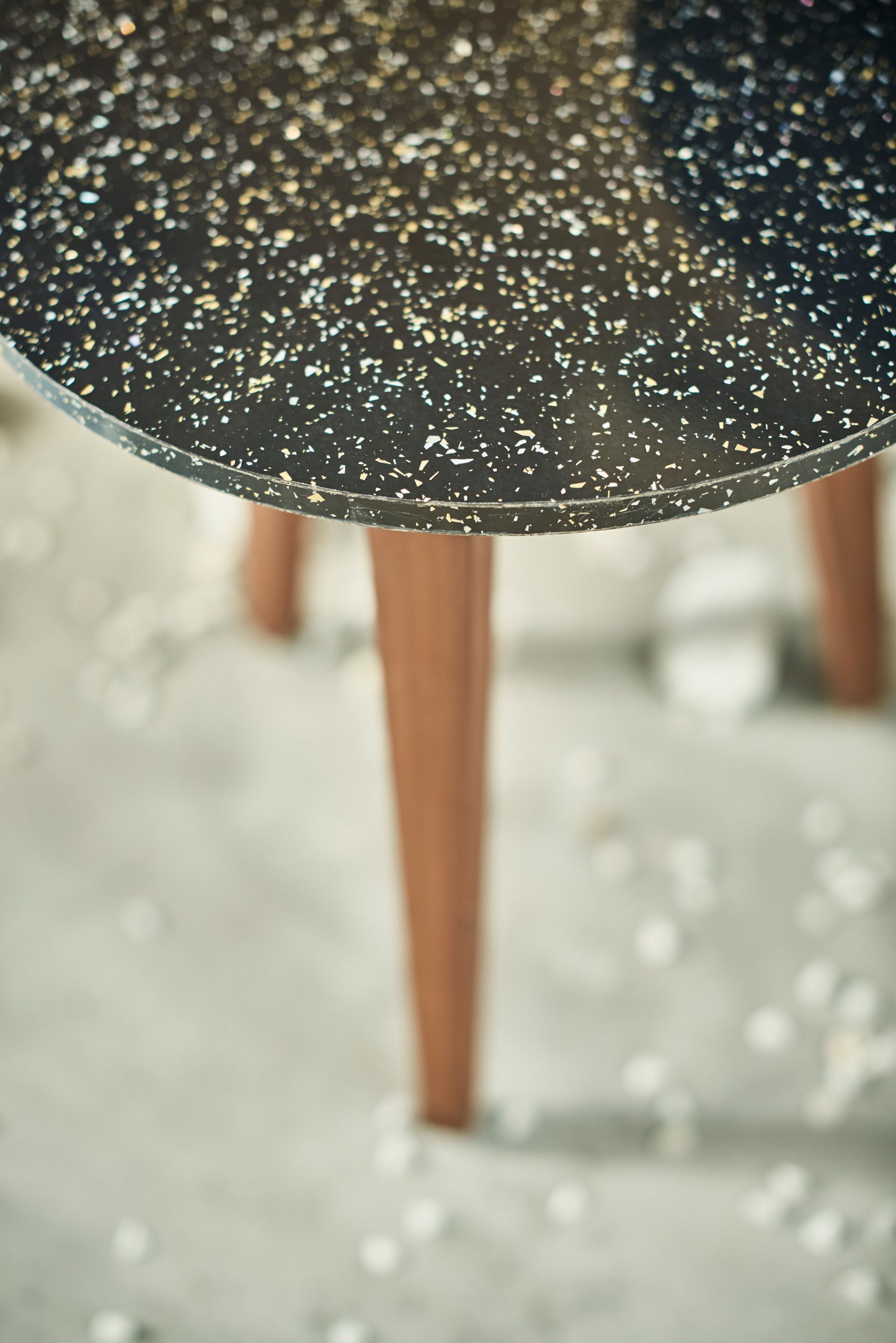 A Tiny Mistake Black Granite Finish Wooden Nesting Tables (Set of 2), Living Room Decor