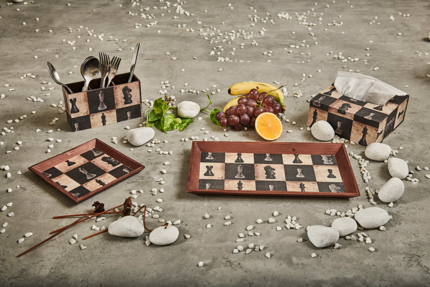 A Tiny Mistake Chess Small Square Wooden Serving Tray, 18 x 18 x 2 cm