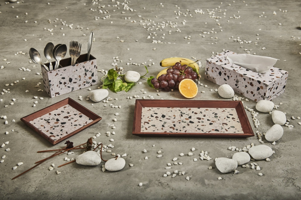 A Tiny Mistake Mosaic Rectangle Wooden Serving Tray, 35 x 20 x 2 cm