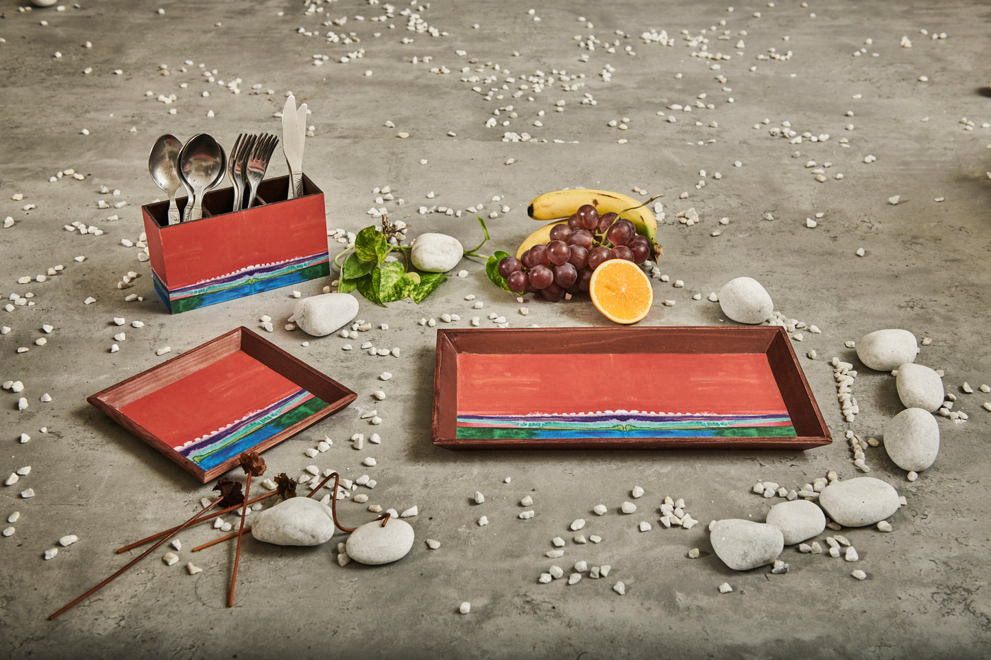 A Tiny Mistake Horizon Small Square Wooden Serving Tray, 18 x 18 x 2 cm