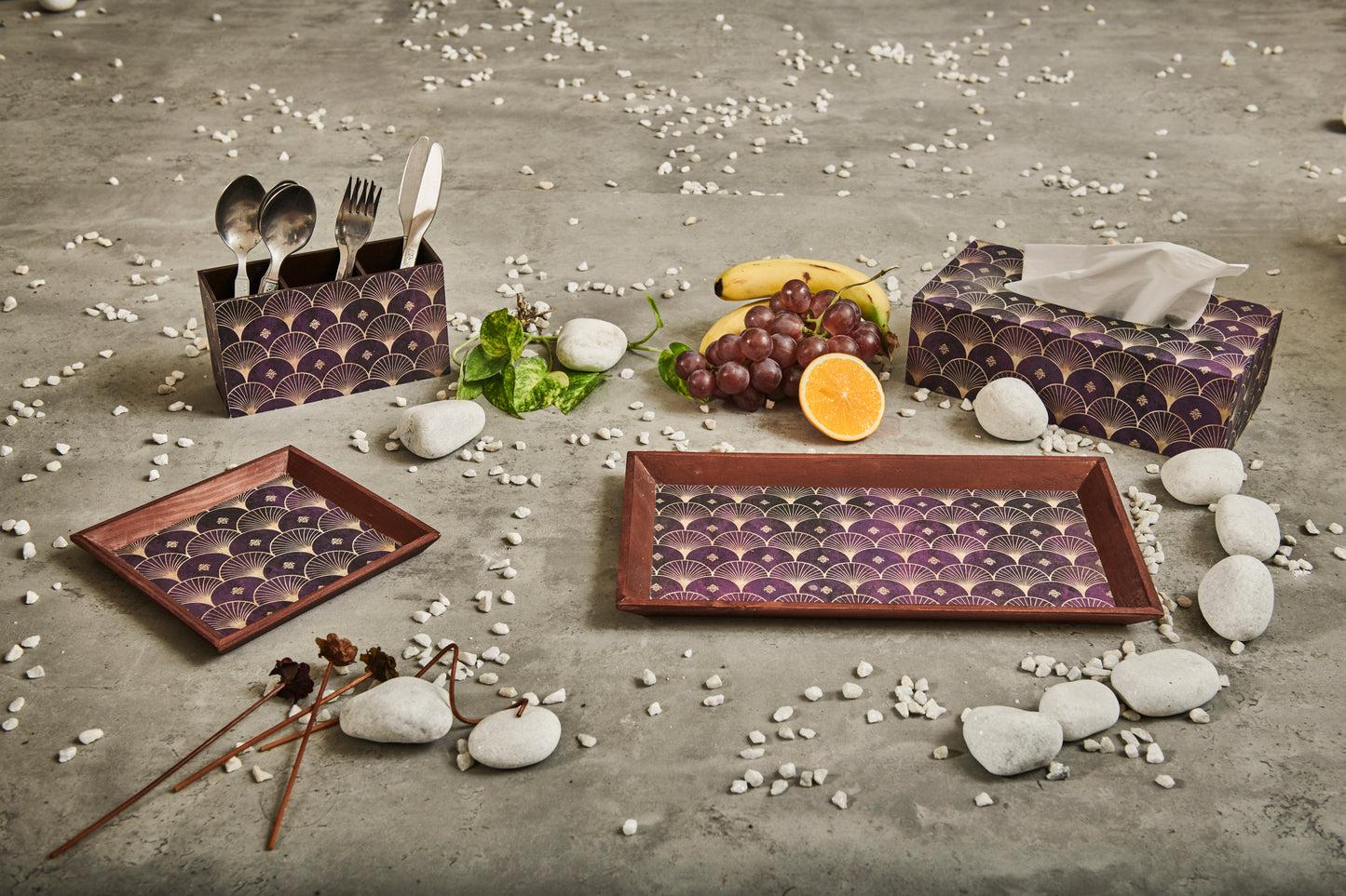 A Tiny Mistake Jamun Small Square Wooden Serving Tray, 18 x 18 x 2 cm