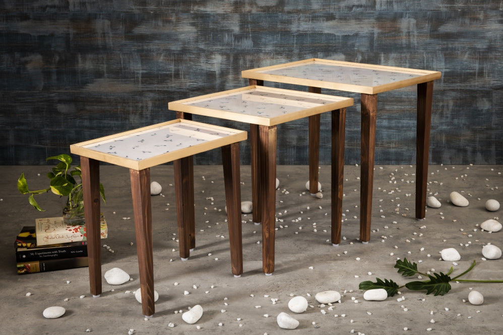 A Tiny Mistake Seagull Wooden Rectangle Nesting Tables (Set of 3), Living Room Decor