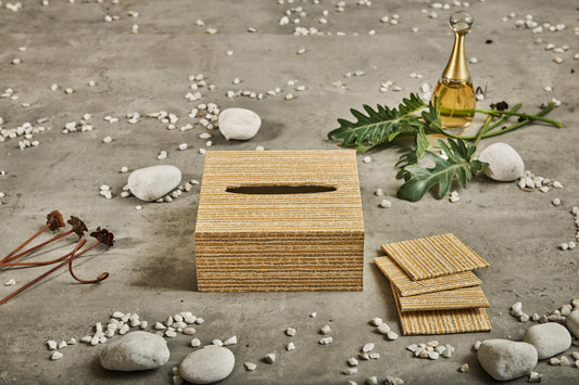 A Tiny Mistake Khadi Pattern Square Tissue Box, 18 x 18 x 7.5 cm