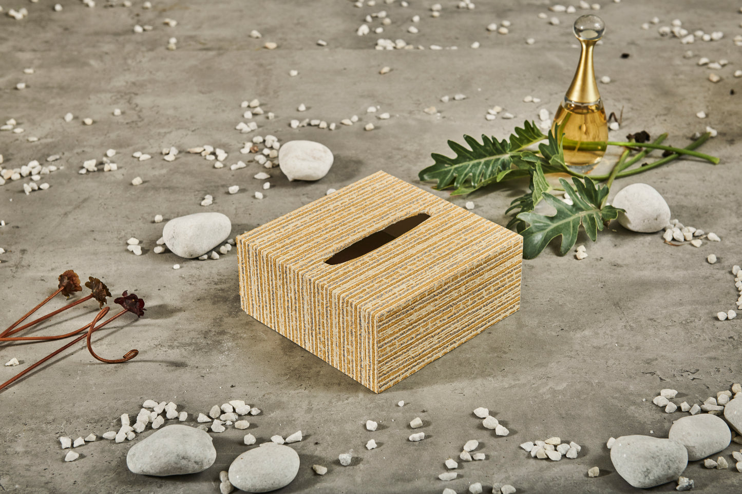 A Tiny Mistake Khadi Pattern Square Tissue Box, 18 x 18 x 7.5 cm