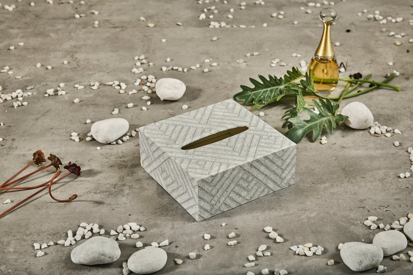 A Tiny Mistake Blue Geometric Square Tissue Box, 18 x 18 x 7.5 cm