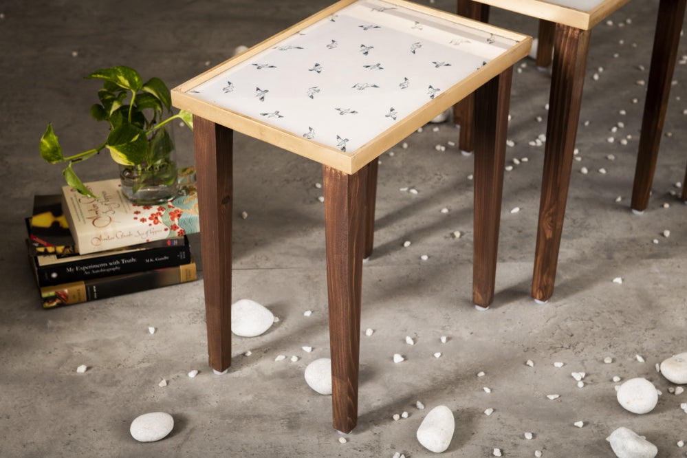 A Tiny Mistake Seagull Wooden Rectangle Nesting Tables (Set of 3), Living Room Decor