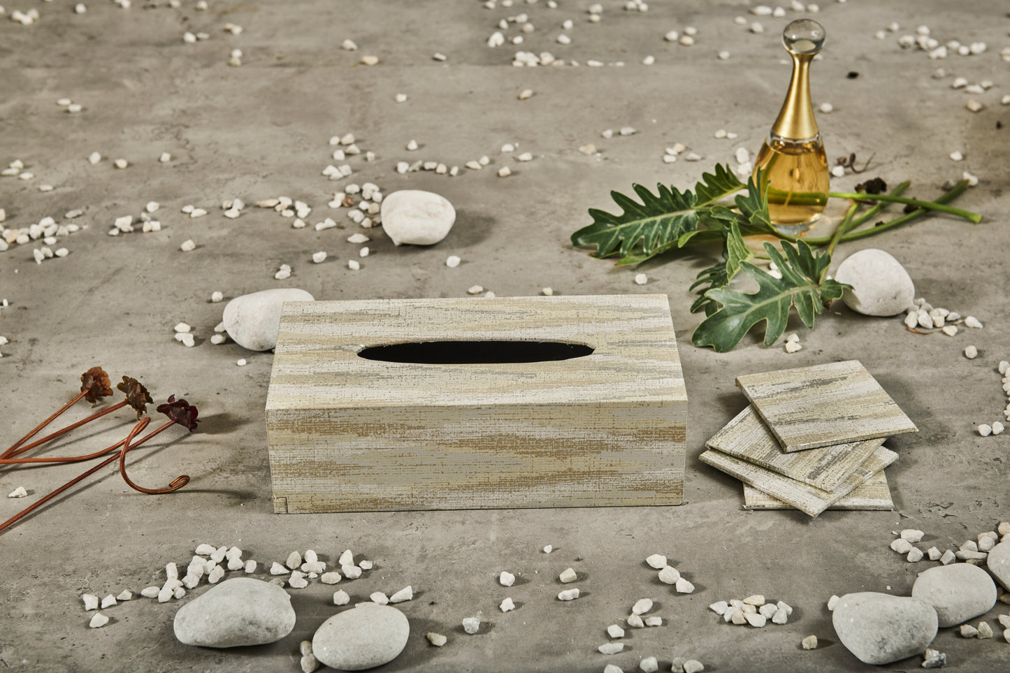 A Tiny Mistake Metallic Chevron Rectangle Tissue Box, 26 x 13 x 8 cm