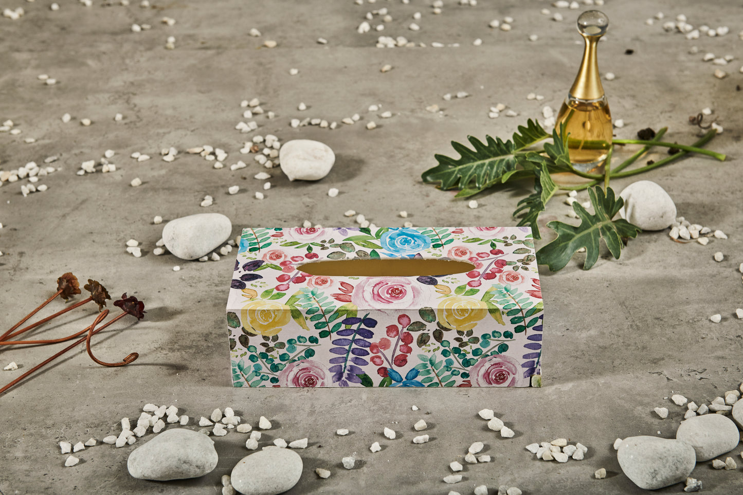 A Tiny Mistake Watercolour Roses Rectangle Tissue Box, 26 x 13 x 8 cm