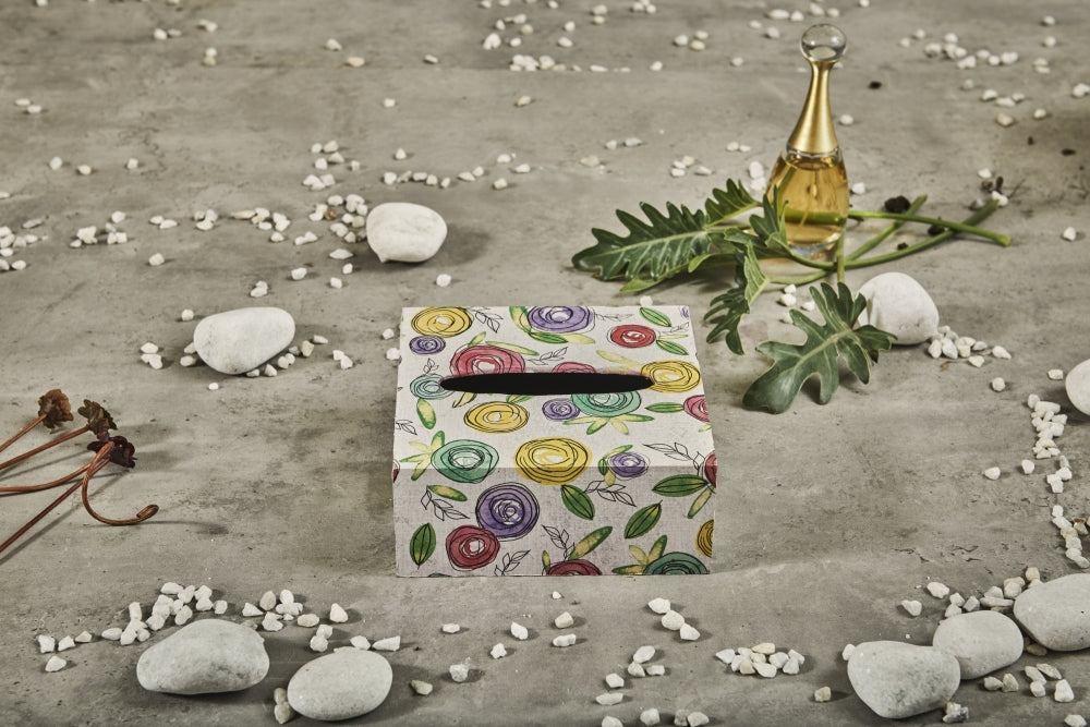 A Tiny Mistake Flora Square Tissue Box, 18 x 18 x 7.5 cm