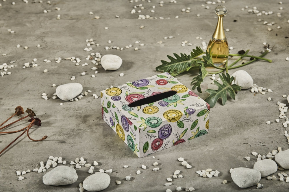 A Tiny Mistake Flora Square Tissue Box, 18 x 18 x 7.5 cm