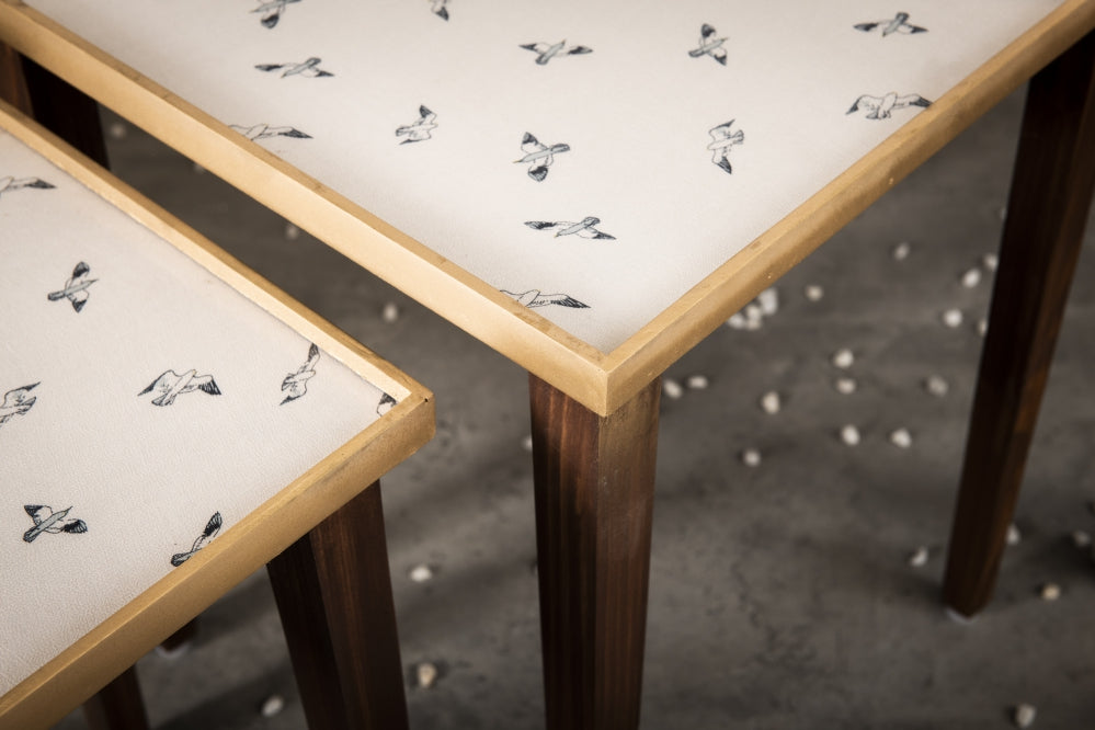 A Tiny Mistake Seagull Wooden Rectangle Nesting Tables (Set of 3), Living Room Decor