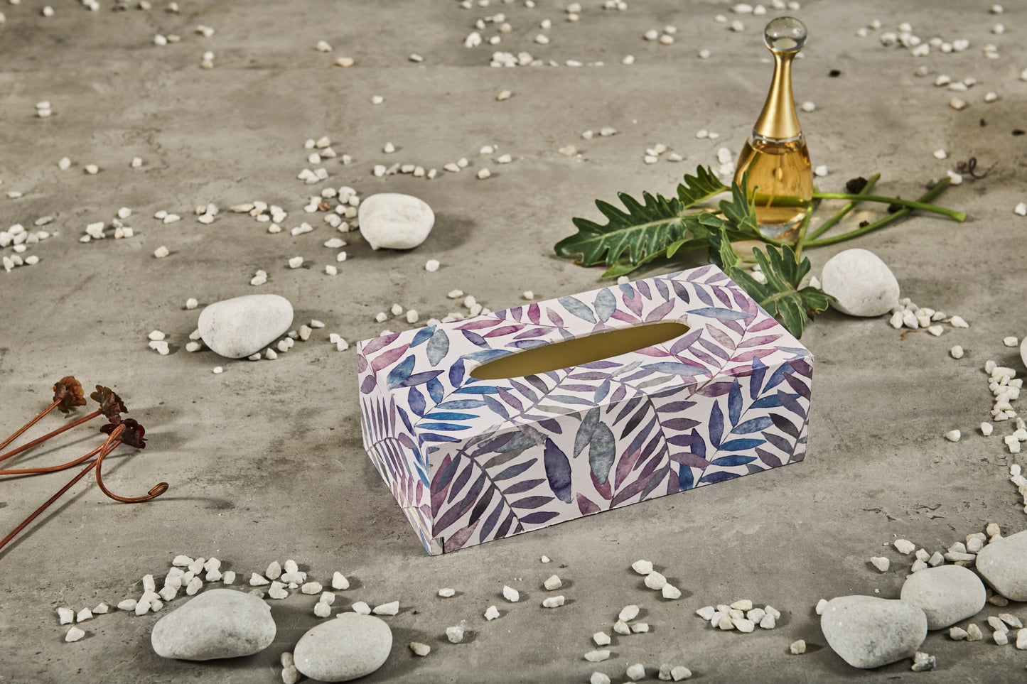 A Tiny Mistake Pastel Leaves Rectangle Tissue Box, 26 x 13 x 8 cm