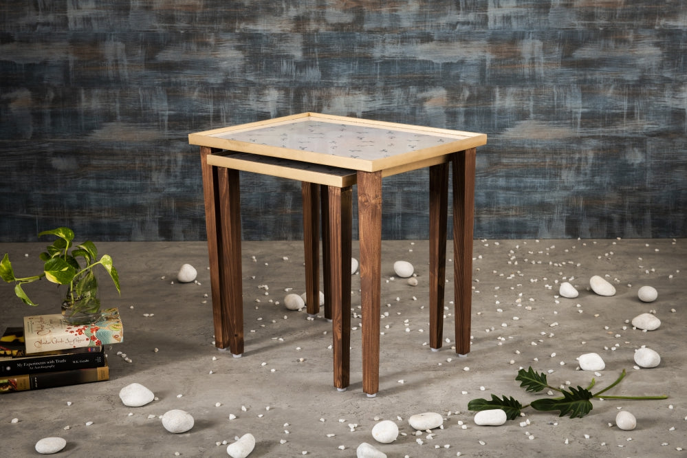 A Tiny Mistake Seagull Wooden Rectangle Nesting Tables (Set of 2), Living Room Decor