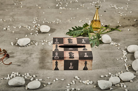 A Tiny Mistake Chess Square Tissue Box, 26 x 13 x 8 cm