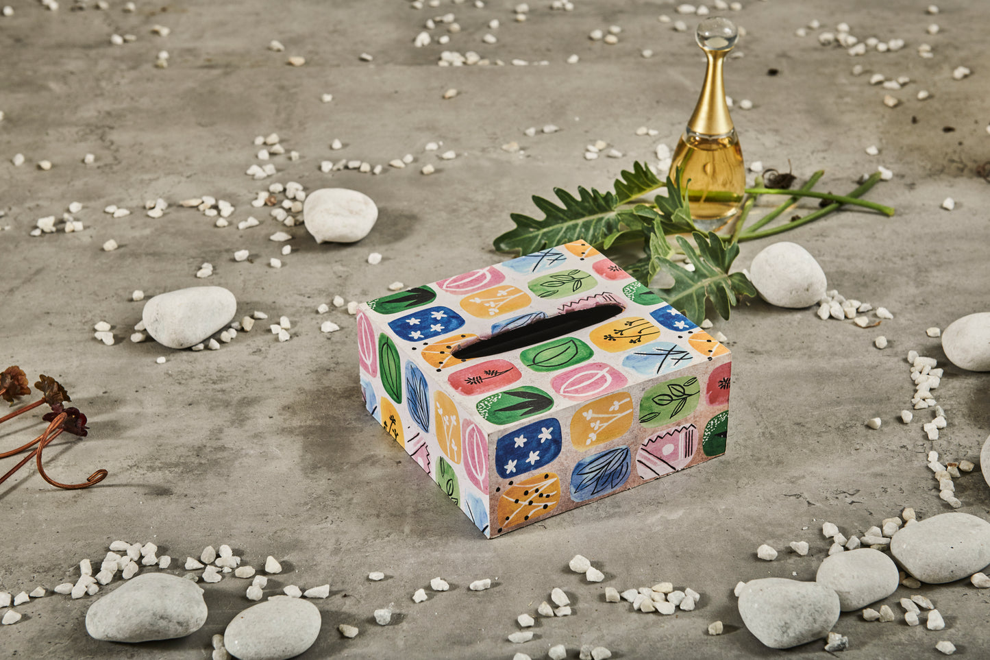 A Tiny Mistake Abstract Blocks Square Tissue Box, 18 x 18 x 7.5 cm