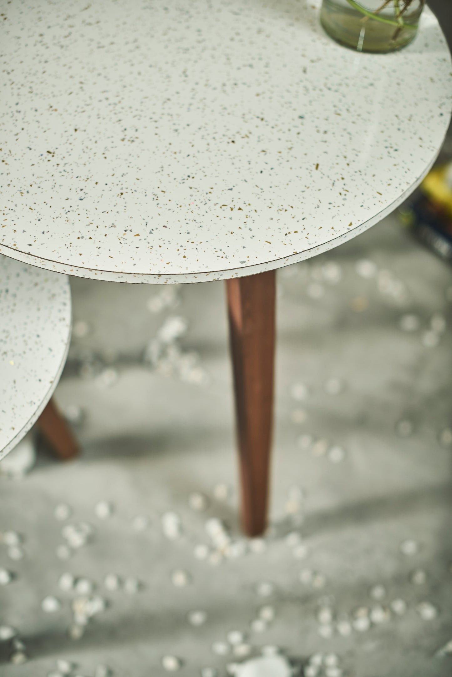A Tiny Mistake White Granite Finish Wooden Nesting Tables (Set of 2), Living Room Decor