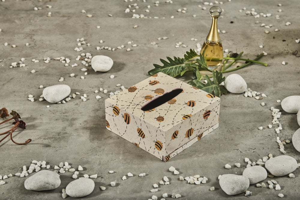 A Tiny Mistake Buzybee Square Tissue Box, 18 x 18 x 7.5 cm