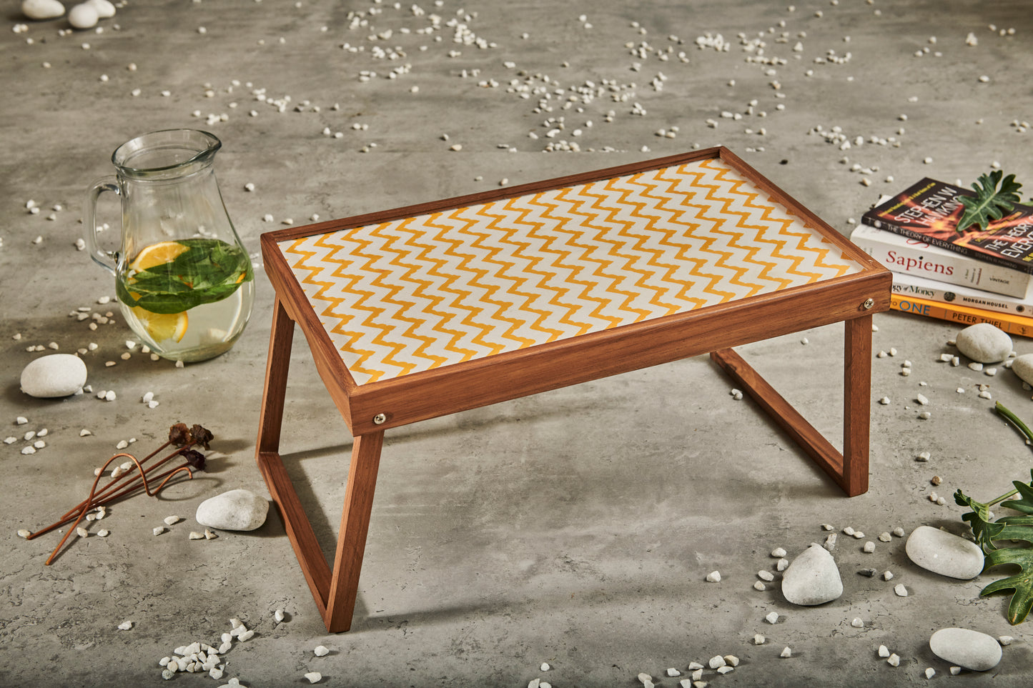 A Tiny Mistake Yellow Chevron Butler Tray, Laptop Desk, Breakfast Table