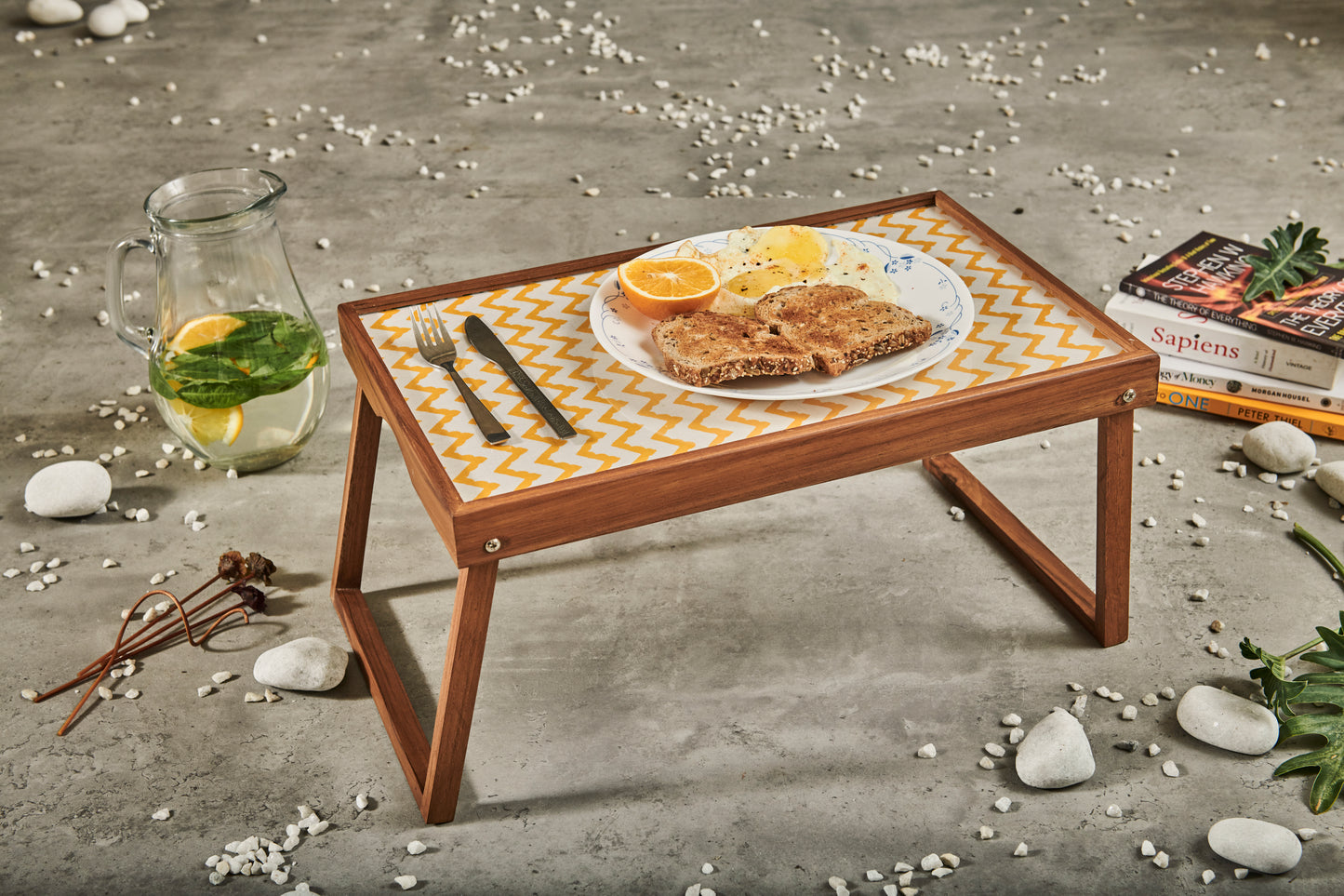A Tiny Mistake Yellow Chevron Butler Tray, Laptop Desk, Breakfast Table