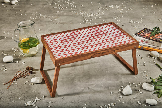 A Tiny Mistake Red Chevron Butler Tray, Laptop Desk, Breakfast Table