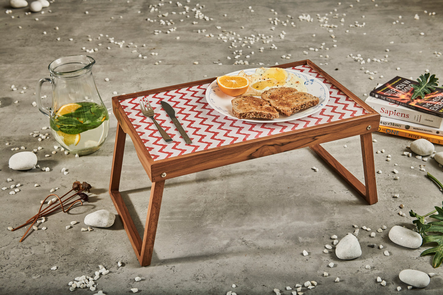 A Tiny Mistake Red Chevron Butler Tray, Laptop Desk, Breakfast Table