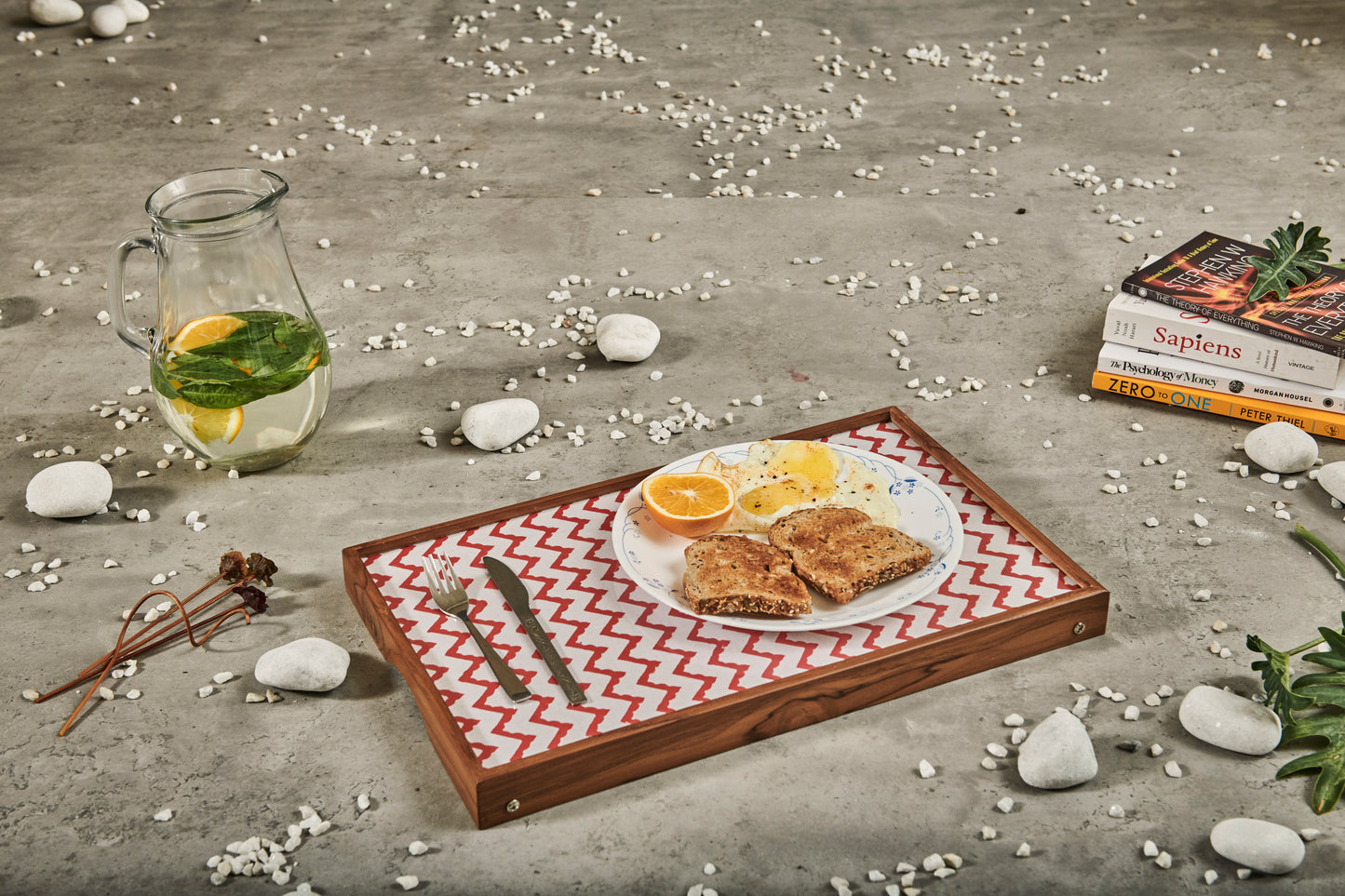 A Tiny Mistake Red Chevron Butler Tray, Laptop Desk, Breakfast Table